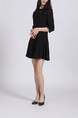 Black Round Neck Plus Size Slim A-Line Linking Zipped Butterfly Knot Above Knee Fit & Flare Dress for Casual Office Party
