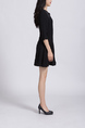 Black Round Neck Plus Size Slim A-Line Linking Zipped Butterfly Knot Above Knee Fit & Flare Dress for Casual Office Party