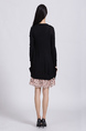 Pink And Black Above Knee Shift Long Sleeves Dress for Casual Office Party