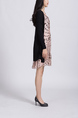 Pink And Black Above Knee Shift Long Sleeves Dress for Casual Office Party