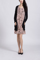 Pink And Black Above Knee Shift Long Sleeves Dress for Casual Office Party
