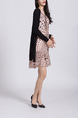 Pink And Black Above Knee Shift Long Sleeves Dress for Casual Office Party