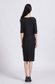 Leopard Black Sheath Knee Length Round Neck Dress for Casual Party Office