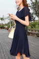 Blue Fit & Flare Round Neck Above Knee Dress for Casual Party