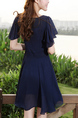 Blue Fit & Flare Round Neck Above Knee Dress for Casual Party