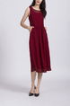 Red Midi Sleeveless Dress for Casual Party Beach