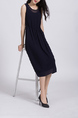 Blue Midi Sleeveless Dress for Casual Party Beach