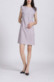 Light Purple Shift Above Knee Plus Size Dress for Casual