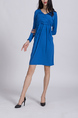 Blue Above Knee Shift Long Sleeve Plus Size Dress for Casual Party Office