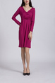 Pink Shift Above Knee Long Sleeve Plus Size Dress for Casual Party Office