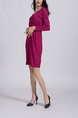 Pink Shift Above Knee Long Sleeve Plus Size Dress for Casual Party Office