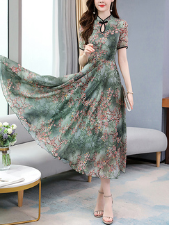 Colorful Fit & Flare Midi Plus Size Dress for Casual Party