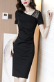 Black Sheath Above Knee Plus Size Dress for Casual Evening Party Office