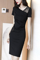 Black Sheath Above Knee Plus Size Dress for Casual Evening Party Office
