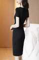 Black Sheath Above Knee Plus Size Dress for Casual Evening Party Office