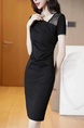 Black Sheath Above Knee Plus Size Dress for Casual Evening Party Office