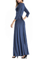 Blue Midi V Neck Long Sleeves Dress for Party Evening Cocktail