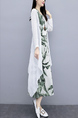 White and Green Two Piece Tropical Midi Plus Size Dress for Casual Party Beach