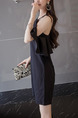 Black Off-Shoulder Ruffle Zipper Back Strap Above Knee Slip Dress for Casual Party Evening