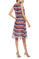 Grey White Orange Loose A-Line Contrast Stripe V Neck See-Through Shift Dress for Casual Party