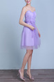 Violet Slim Strapless Linking Mesh Butterfly Knot Back Above Knee Dress for Formal Bridesmaid