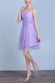 Violet Slim Strapless Linking Mesh Butterfly Knot Back Above Knee Dress for Formal Bridesmaid