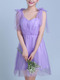 Violet Slim Strapless Linking Mesh Butterfly Knot Back Above Knee Dress for Formal Bridesmaid
