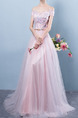 Pink Plus Size Slim A-Line Off-Shoulder Embroidery Twist Pattern Straps Back  Dress for Bridesmaid
