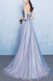 Blue Plus Size Slim A-Line Strapless Contrast Folds Straps Back Full Skirt Dress for Bridesmaid Prom