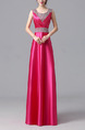 Rose Red Plus Size Slim Rhinestone Pleated Square Neck Satin Dress for Cocktail Party Evening Bridesmaid Prom