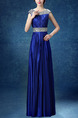 Blue Plus Size Bordure Round Neck Folds Straps Back Satin Dress for Cocktail Party Bridesmaid Prom
