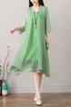Green Plus Size Loose Cardigan See-Through Sun Protection Shift Midi Dress for Casual Beach