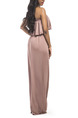 Pink Plus Size Loose Wrapped Chest Off-Shoulder Open Back Cloak Adjustable Waist Band Maxi Strapless Dress for Party Evening Cocktail