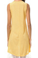 Yellow and White Plus Size Loose Round Neck Linking Mesh See-Through Asymmetrical Hem Shift Above Knee Dress for Casual Party
