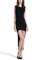 Black Bodycon Asymmetrical Hem Above Knee Plus Size Petite Dress for Party Evening Nightclub Cocktail