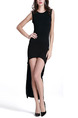 Black Bodycon Asymmetrical Hem Above Knee Plus Size Petite Dress for Party Evening Nightclub Cocktail
