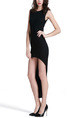 Black Bodycon Asymmetrical Hem Above Knee Plus Size Petite Dress for Party Evening Nightclub Cocktail