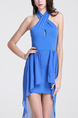 Blue Bodycon Asymmetrical Hem Above Knee Plus Size Petite Dress for Party Evening Nightclub