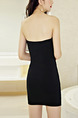 Black Bodycon Over-Hip Tassel Above Knee Tube Strapless Dress for Party Evening Nightclub