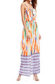 Colorful  Slim Printed Adjustable Waist Maxi Slip Dress for Cocktail Prom Ball