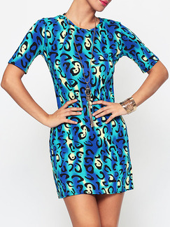 Colorful Bodycon Printed Above Knee  Dress for Casual Party Nightclub