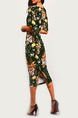 Colorful  Bodycon Printed Over-Hip Midi Floral Plus Size Dress for Party Evening Cocktail