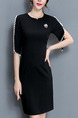 Black Slim Over-Hip Bead Above Knee Sheath Dress for Casual Office Evening