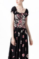 Black and Pink  Slim Printed High Waist Maxi Butterfly Off Shoulders Dress for Casual Party