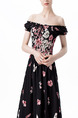 Black and Pink  Slim Printed High Waist Maxi Butterfly Off Shoulders Dress for Casual Party
