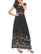 Black Colorful Slim Printed High Waist Maxi Floral Off Shoulders Dress for Casual Party