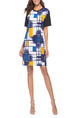 Colorful Slim Printed Above Knee Shift Dress for Casual Party