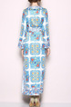 Colorful Slim Printed Band Maxi Long Sleeve Plus Size Dress for Casual Party