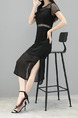 Black Slim Linking Lace Furcal Midi Bodycon Plus Size Dress for Casual Office Party