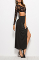 Black Slim Plus Size One Shoulder Lace Over-Hip Linking Furcal See-Through Maxi Long Sleeve Dress for Party Evening Cocktail